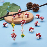 10pcs Lampwork Mushroom Beads for Jewelry Making DIY Crafts, 13x13mm