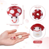 10pcs Lampwork Mushroom Beads for Jewelry Making DIY Crafts, 13x13mm