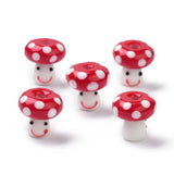 10pcs Lampwork Mushroom Beads for Jewelry Making DIY Crafts, 13x13mm