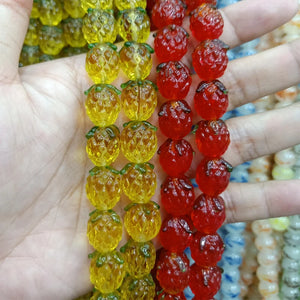 10pcs Lampwork Strawberry Beads 15X12mm DIY Loose Pendant Bead Red