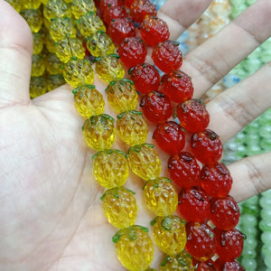 10pcs Lampwork Strawberry Beads 15X12mm DIY Loose Pendant Bead Red