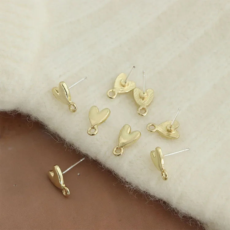 10pcs Heart Earrings Stud Bases for Jewelry Making Diy Settings