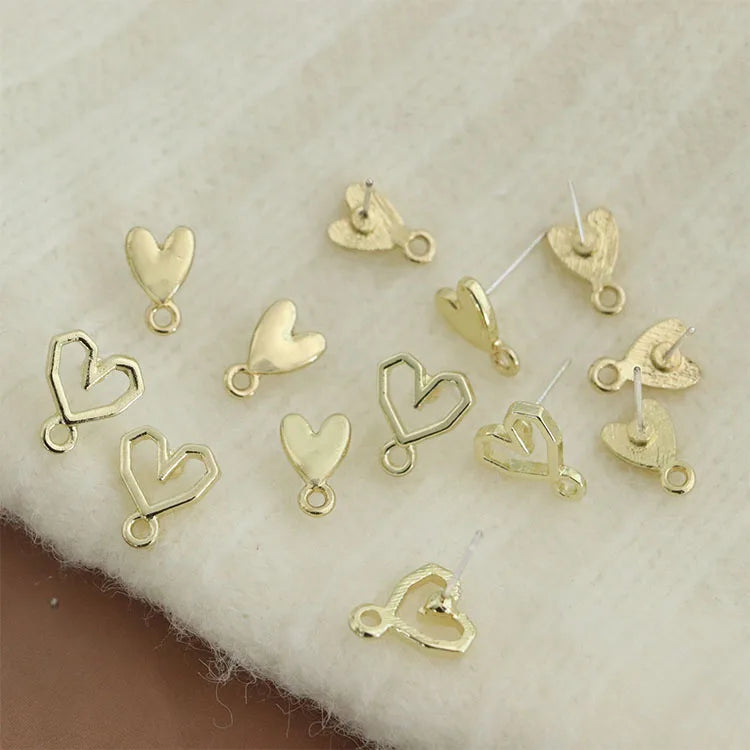 10pcs Heart Earrings Stud Bases for Jewelry Making Diy Settings