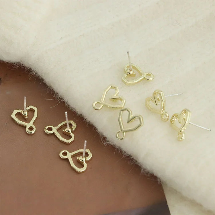 10pcs Heart Earrings Stud Bases for Jewelry Making Diy Settings