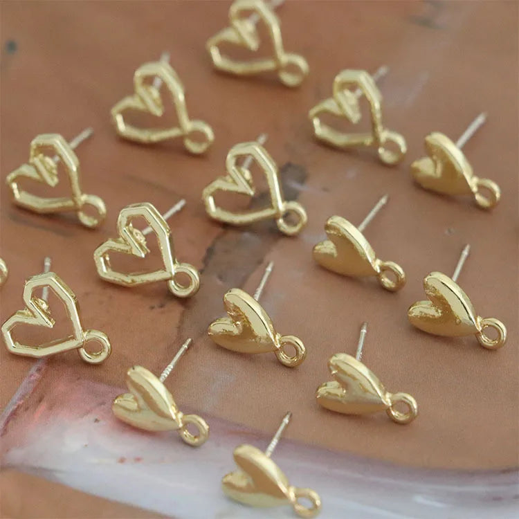 10pcs Heart Earrings Stud Bases for Jewelry Making Diy Settings