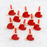 10pcs Red Love Heart Earrings Base Stud Earrings for Diy Jewelry Making