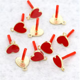 10pcs Red Love Heart Earrings Base Stud Earrings for Diy Jewelry Making
