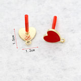 10pcs Red Love Heart Earrings Base Stud Earrings for Diy Jewelry Making