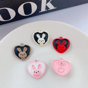 10pcs Heart Pendant Base Rabbit Alloy Charms for Jewelry Making DIY