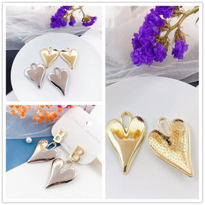 10pcs Love Heart Pendants Silver Charm Necklace Earrings DIY Jewelry Making