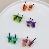 10pcs Resin Fruit Drink Charms Pendant for DIY Jewelry, 3D Lemon Bottle Charm