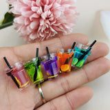 10pcs Resin Fruit Drink Charms Pendant for DIY Jewelry, 3D Lemon Bottle Charm