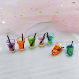 10pcs Resin Fruit Drink Charms Pendant for DIY Jewelry, 3D Lemon Bottle Charm