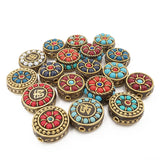 10pcs Retro Tibetan Beads Antique Golden Red Nepal Bead for Jewelry Making