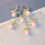 10pcs Rose Flower Pendant Base for DIY Necklace Earrings