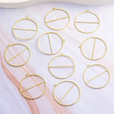 10pcs Round Pendant Charms Golden Hollow Pendants for DIY Jewelry Making