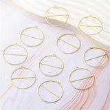 10pcs Round Pendant Charms Golden Hollow Pendants for DIY Jewelry Making