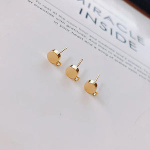 10pcs Silver Earrings Base Stud Earrings Round Setting for Diy Jewelry