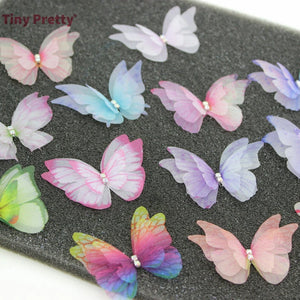 10pcs Organza Butterfly w/ Rhinestone Hair Jewelry Accessory