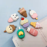 10pcs Heart Animal Bear Ice Cream Charms Pendant For Earring Jewlery Making