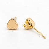 10pcs Heart Ear Posts 5mm, Real Plated Brass, Geometric Earring Studs