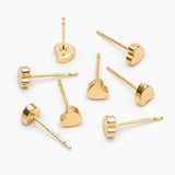 10pcs Heart Ear Posts 5mm, Real Plated Brass, Geometric Earring Studs