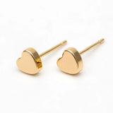 10pcs Heart Ear Posts 5mm, Real Plated Brass, Geometric Earring Studs