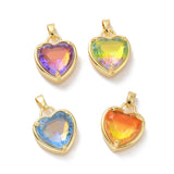10pcs Heart Glass Charms Pendants for DIY Jewelry Making Necklace Accessories