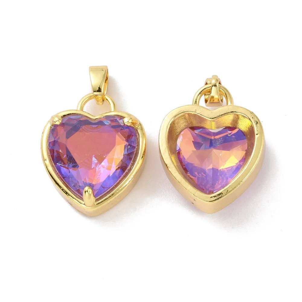 10pcs Heart Glass Charms Pendants for DIY Jewelry Making Necklace Accessories