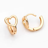10 Heart Hoop Earrings, 18K Plated Brass Hooks