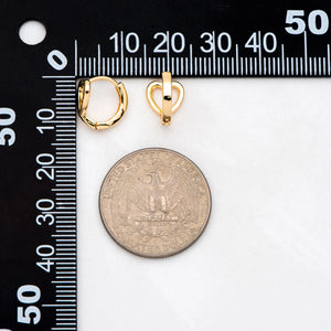 10 Heart Hoop Earrings, 18K Plated Brass Hooks