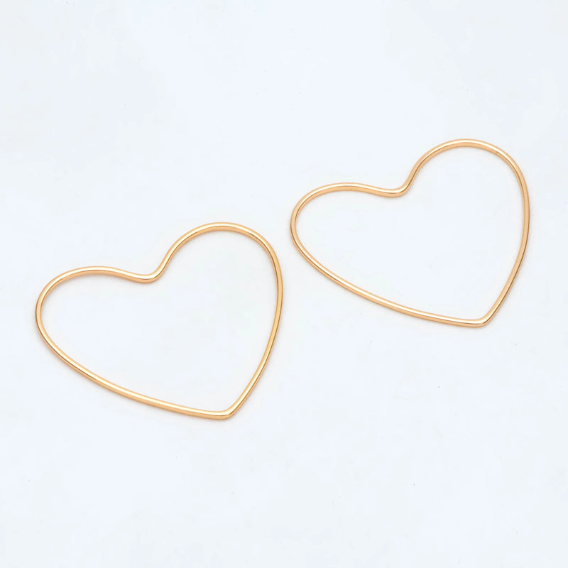 10pcs Heart Link Charms 18K Plated Brass 28x32mm DIY Jewelry Making (GB-2931)
