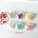 10pcs Heart Shape Acrylic Charms 3D Pendants Dried Flower In Ball Jewelry Making