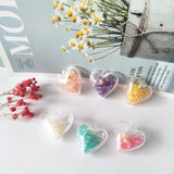 10pcs Heart Shape Acrylic Charms 3D Pendants Dried Flower In Ball Jewelry Making