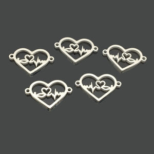 Heartbeat Love Stainless Steel Pendant for Wish Bracelet Making
