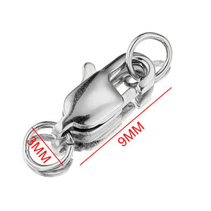 10pcs Stainless Steel Lobster Clasps with Jump Rings for Jewelry Making