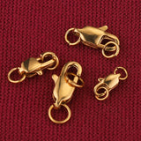 10pcs Stainless Steel Lobster Clasps with Jump Rings for Jewelry Making