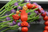 10pcs Red Cinnabar Hand Charm Bangles 8mm Round Beads Bracelets