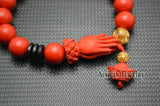 10pcs Red Cinnabar Hand Charm Bangles 8mm Round Beads Bracelets