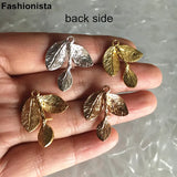 10pcs High Leaf Charm Pendant Metal Brass Silver-color Jewelry DIY Supplies