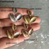 10pcs High Leaf Charm Pendant Metal Brass Silver-color Jewelry DIY Supplies