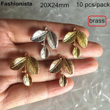 10pcs High Leaf Charm Pendant Metal Brass Silver-color Jewelry DIY Supplies