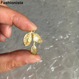 10pcs High Leaf Charm Pendant Metal Brass Silver-color Jewelry DIY Supplies