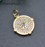 10pcs High Nickel CZ Beads Paved Sun Pendant Charms for Jewelry Making