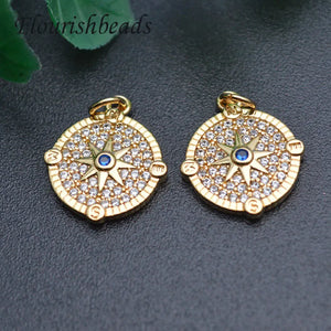 10pcs High Nickel CZ Beads Sun Pendant Charms for Jewelry Making