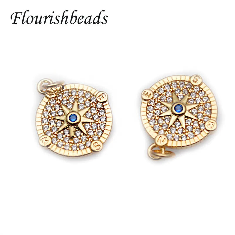 10pcs High Nickel CZ Beads Paved Sun Pendant Charms for Jewelry Making