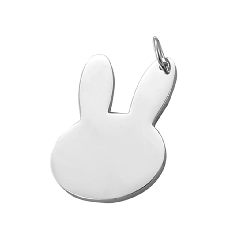 10pcs Stainless Steel Rabbit Bunny Charms Pet ID Dog Tag Pendant