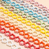 10pcs Hollow Flower Ceramic Beads DIY Jewelry Chain Charms