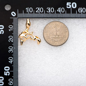 10pcs Hollow Irregular Ear Posts, 18K Plated Brass Stud Earring Components