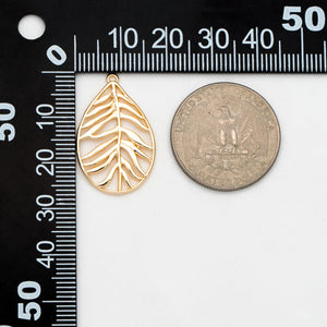 10pcs Hollow Leaf Pendants 27x17mm 18K Plated Charms DIY Jewelry Making